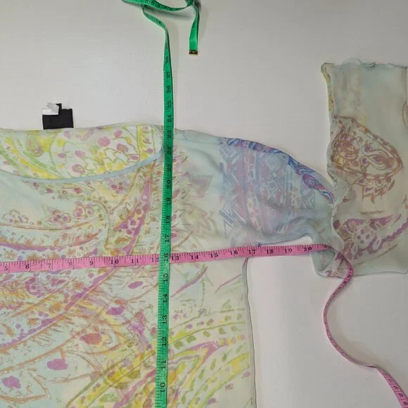 Just Cavalli Size *38 Italian (XS, 2) Printed Crepe Elasticized Hem Blouse - Picture 13 of 15